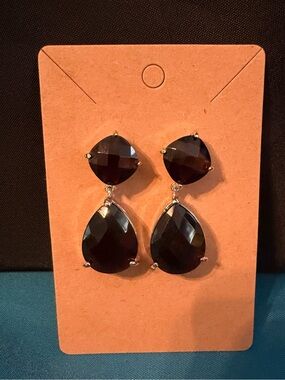 Macy's Sterling Silver Faceted Amethyst Double Teardrop Earrings